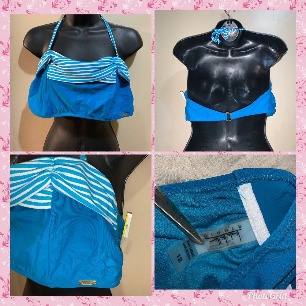 Nicole Miller Bandeau Bikini TOP SWIM SZ 12